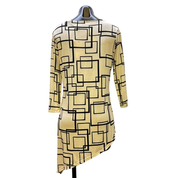 NWT Vecceli Italy Asymmetric Tunic Blouse Black & White S - Picture 2 of 6